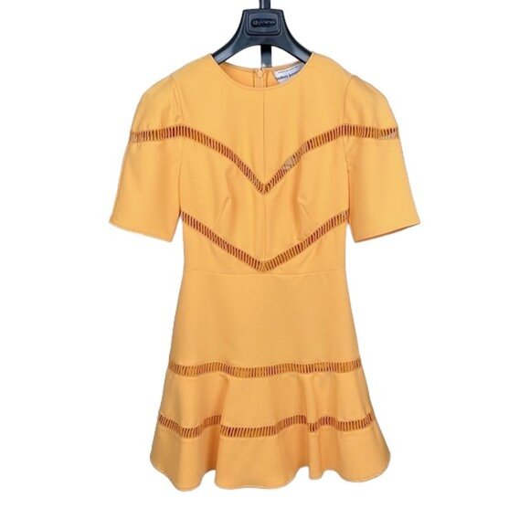 NWT Finders Keepers Lattice Mini Dress Marigold - Picture 3 of 7